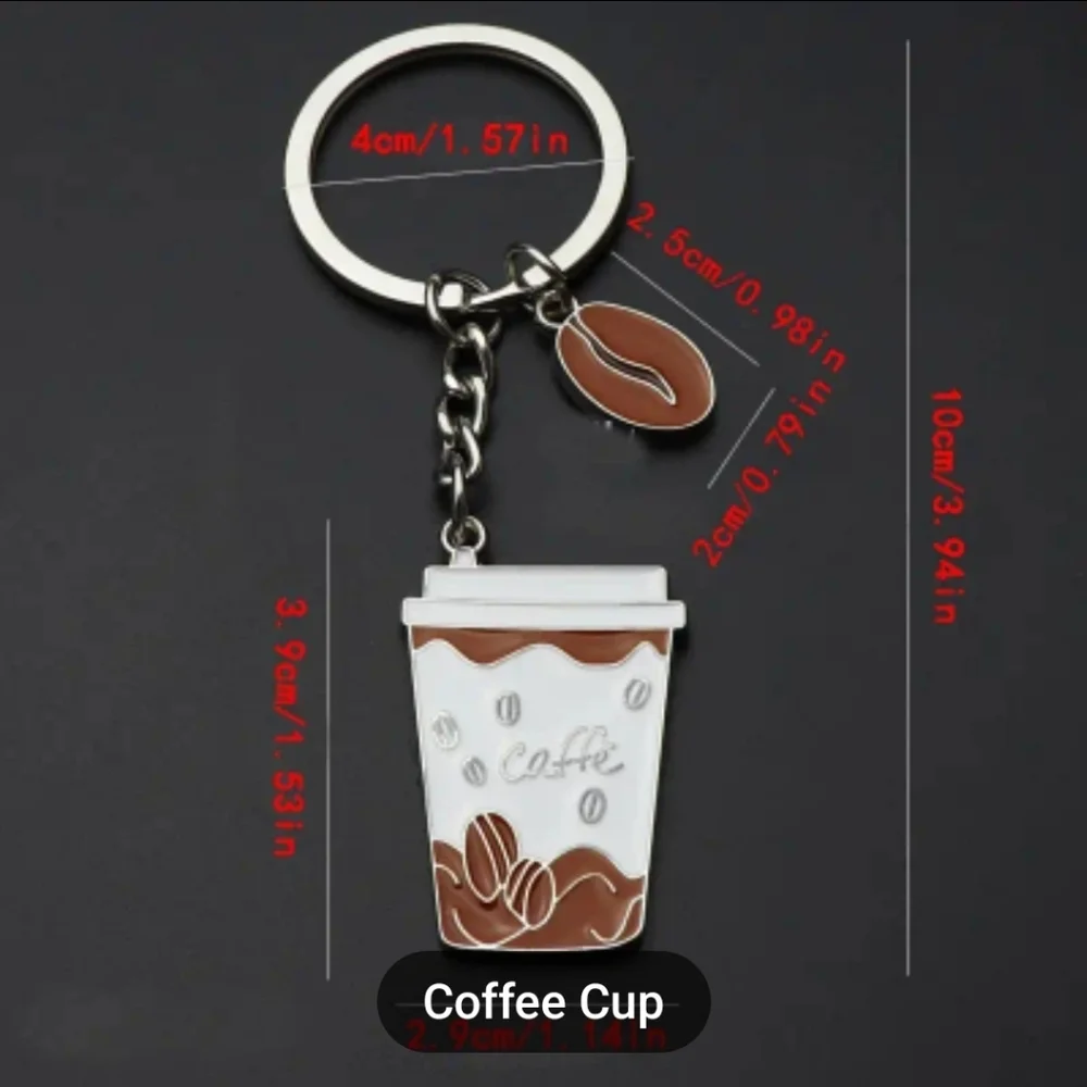 Silver Coffee Keychain